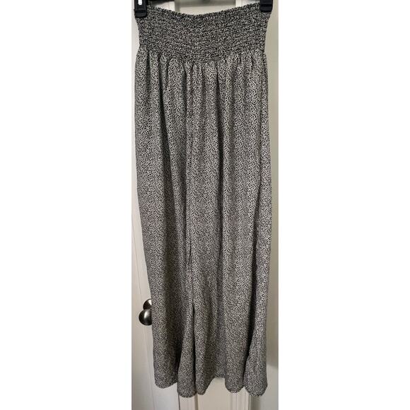 SIEANNA SKY WIDE LEG ELASTIC WAIST PANTS CREAM  BLK SPEC PATTERN WOMENS LARGE - Picture 4 of 8